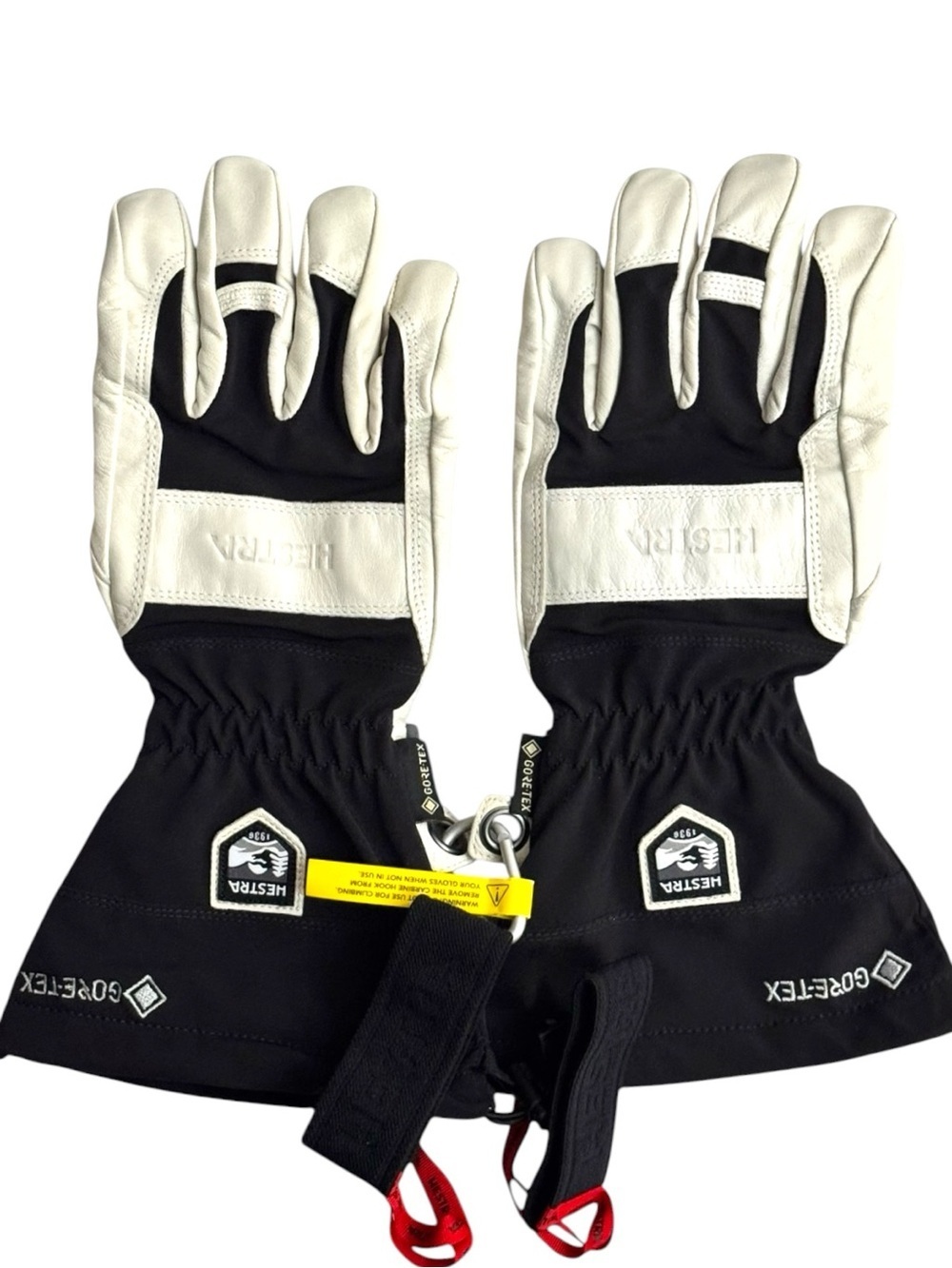 Hestra Army Leather GORE-TEX Gloves Black White Size 9 Large Ski Snowboard